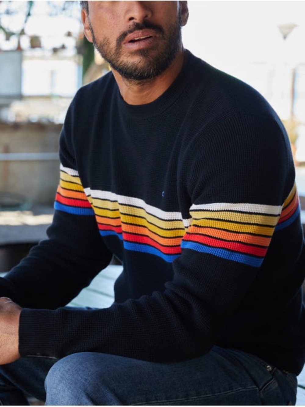 Outerknown Black OK Rainbow Nostalgic Sweater